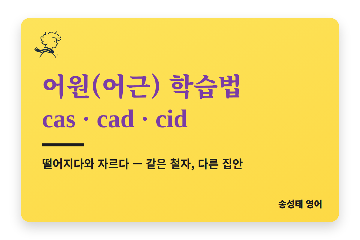 영어 어휘력 높이는 최고의 방법, 어원(어근) 학습법 (cas, cad, cid)