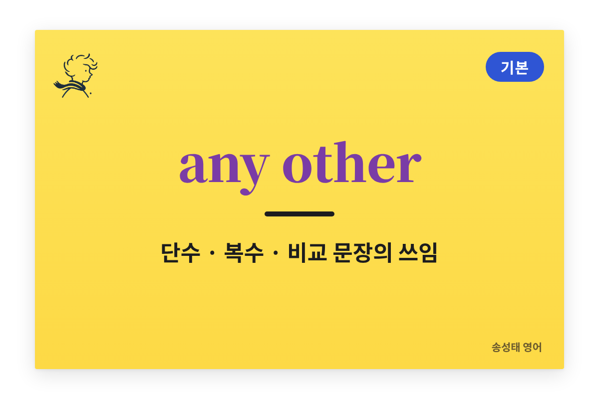 영어 any other 단수와 복수 명사 구별법 정리 — than any other 뜻과 예문