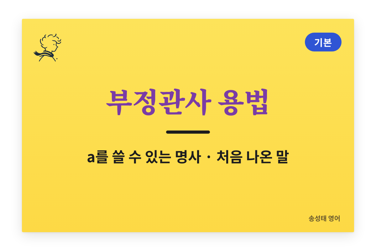 부정관사 용법 정리 — a를 쓸 수 있는 명사, 처음 나온 말에 a