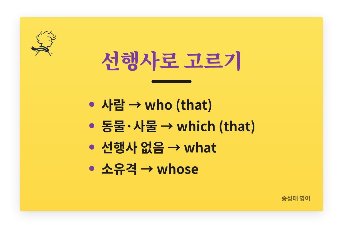 선행사로 고르는 관계대명사